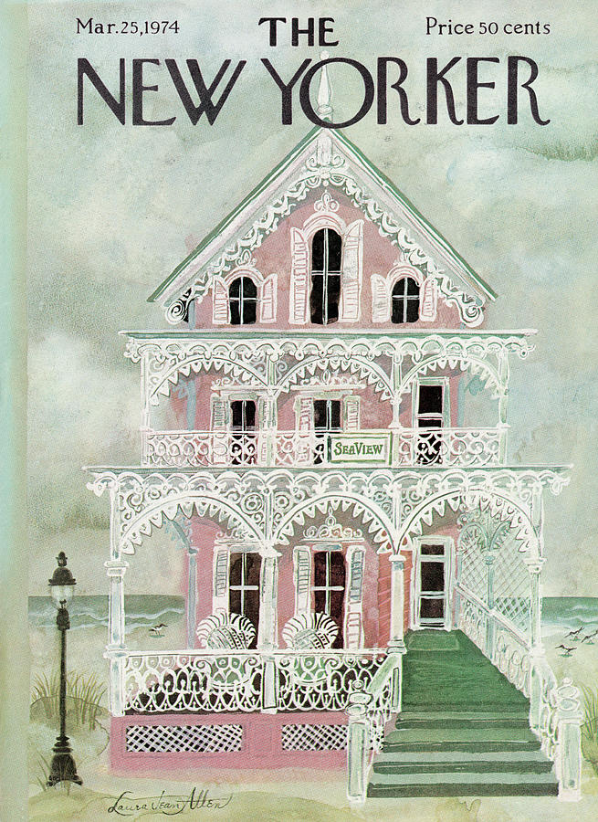 Victorian Seaside House Painting - New Yorker March 25th, 1974 by Laura Jean Allen