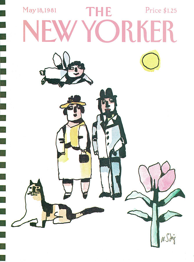 Family Outing with Cat Painting - New Yorker May 18th, 1981 by William Steig