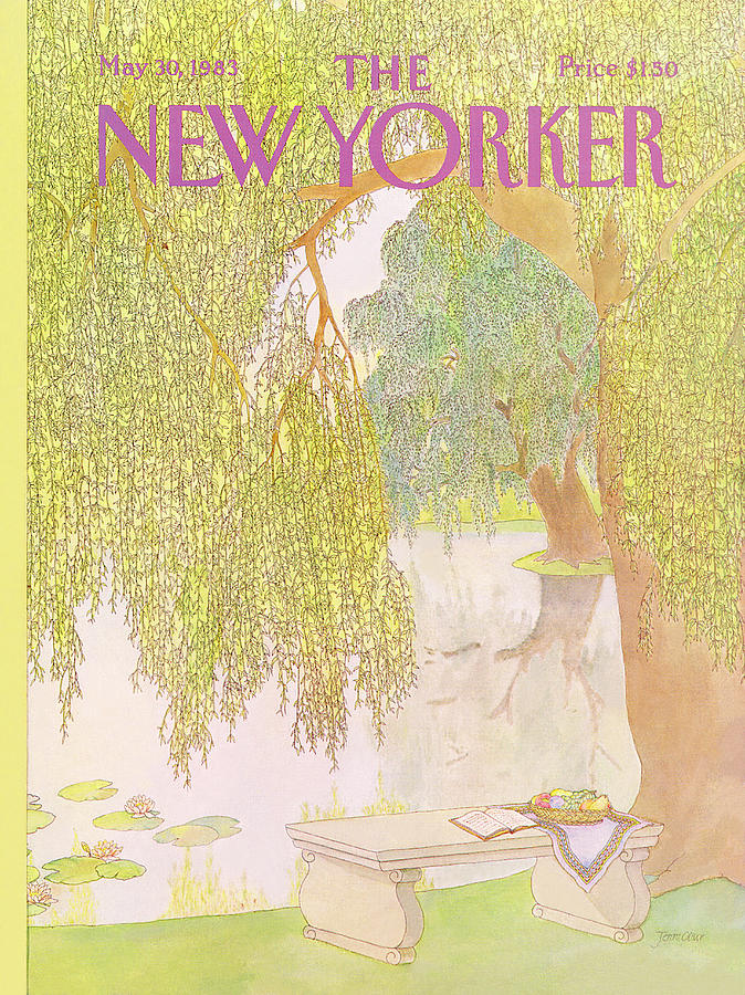 Tranquil Riverside Scene Painting - New Yorker May 30th, 1983 by Jenni Oliver
