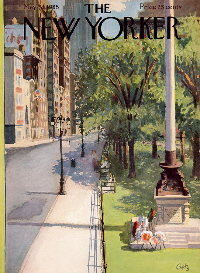 New York Street Scene in Spring Painting - New Yorker May 31st, 1958 by Arthur Getz