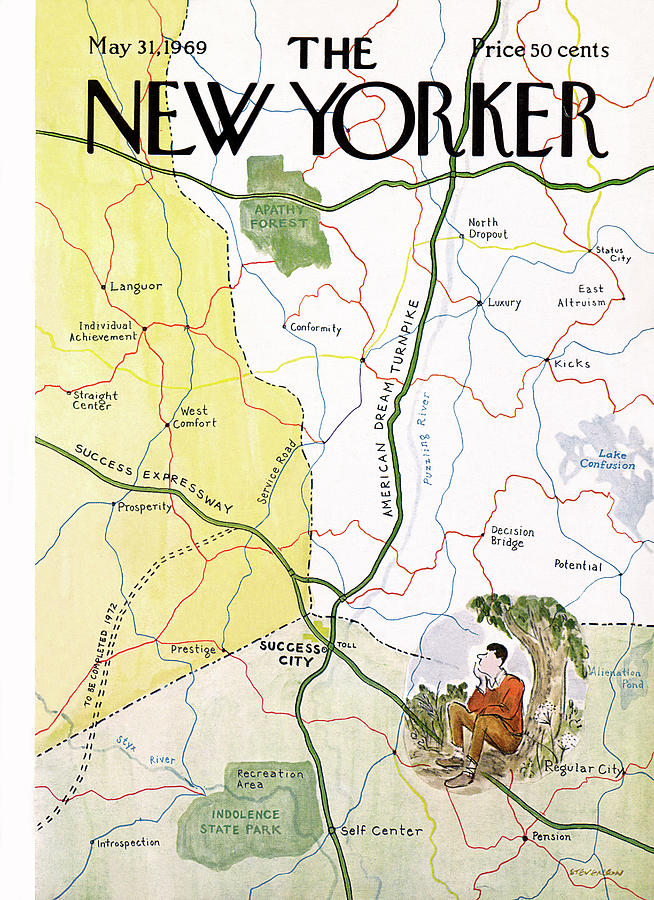 New Yorker May 1969 Cover Map Painting - New Yorker May 31st, 1969 by James Stevenson