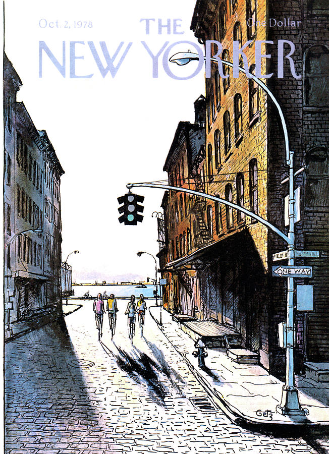 City Street at Dusk Painting - New Yorker October 2nd, 1978 by Arthur Getz