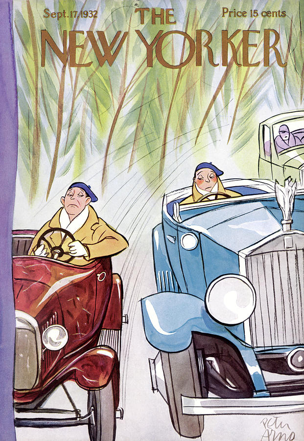 Vintage Car Driving Scene Painting - New Yorker September 17th, 1932 by Peter Arno