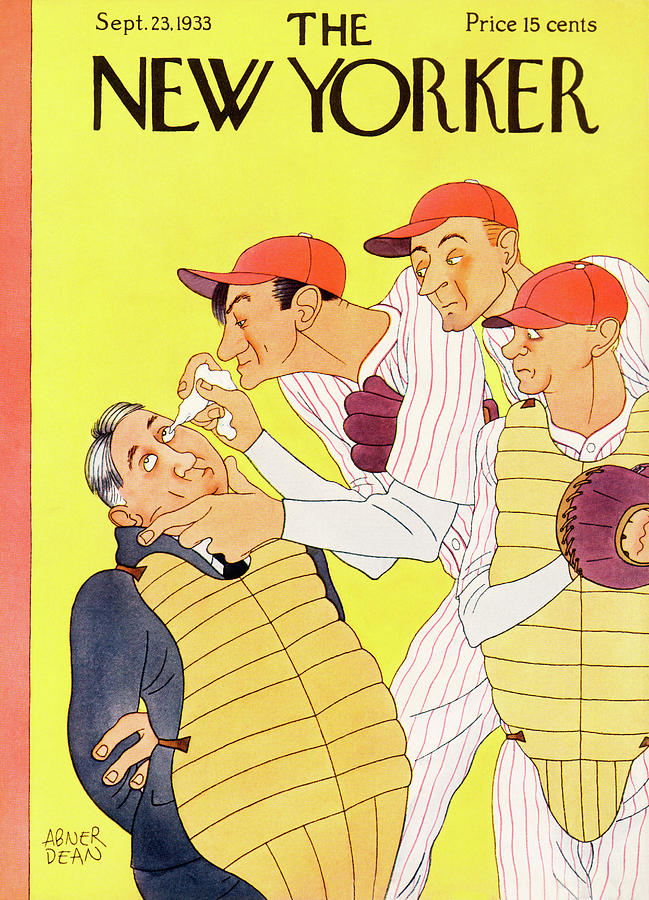Baseball Players on a Magazine Cover Painting - New Yorker September 23rd, 1933 by Abner Dean