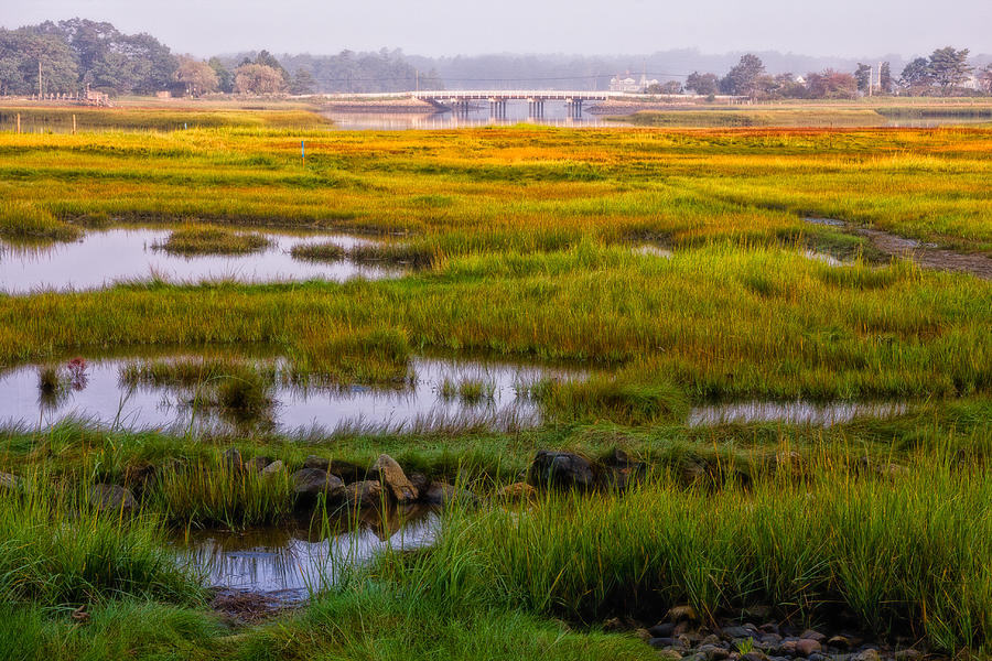 Odiorne Salt Marsh Misty Morning Light Photograph by Jeff Sinon