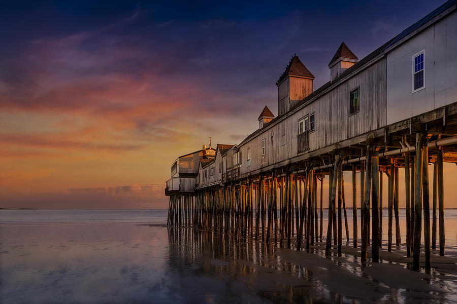 Pier at Sunset Photograph - Old Orchard Beach Pier Sunset by Susan Candelario
