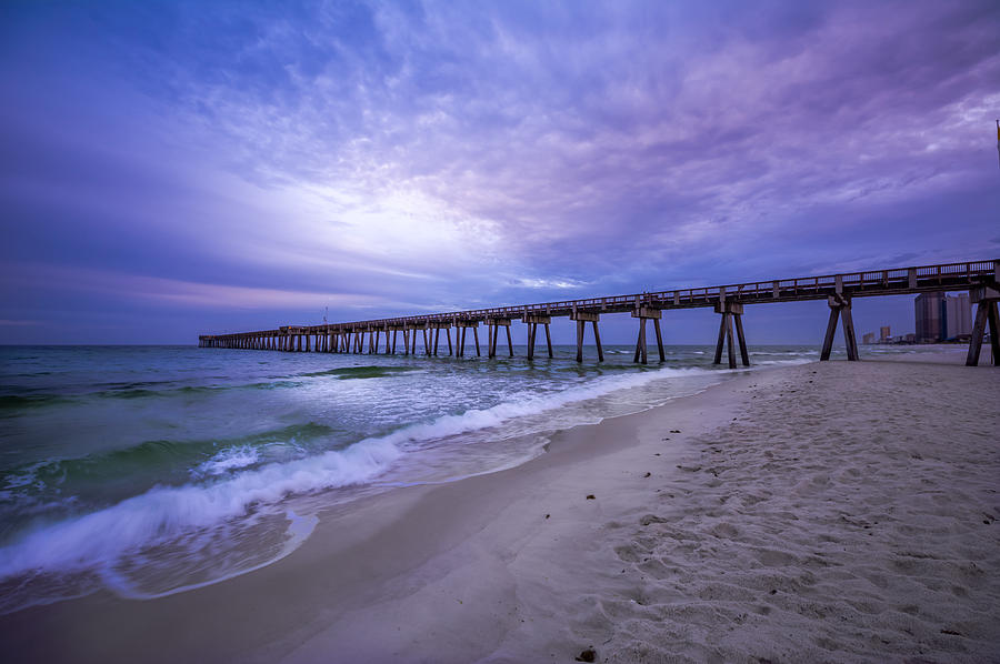 Serene Beachside Pier at Dusk Photograph - Panama City Beach Pier in the Morning by David Morefield