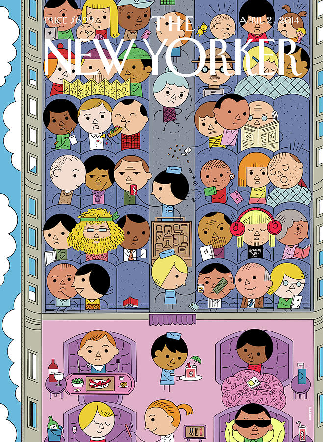 Airplane Cross Section Cartoon Painting - Getting There by Ivan Brunetti
