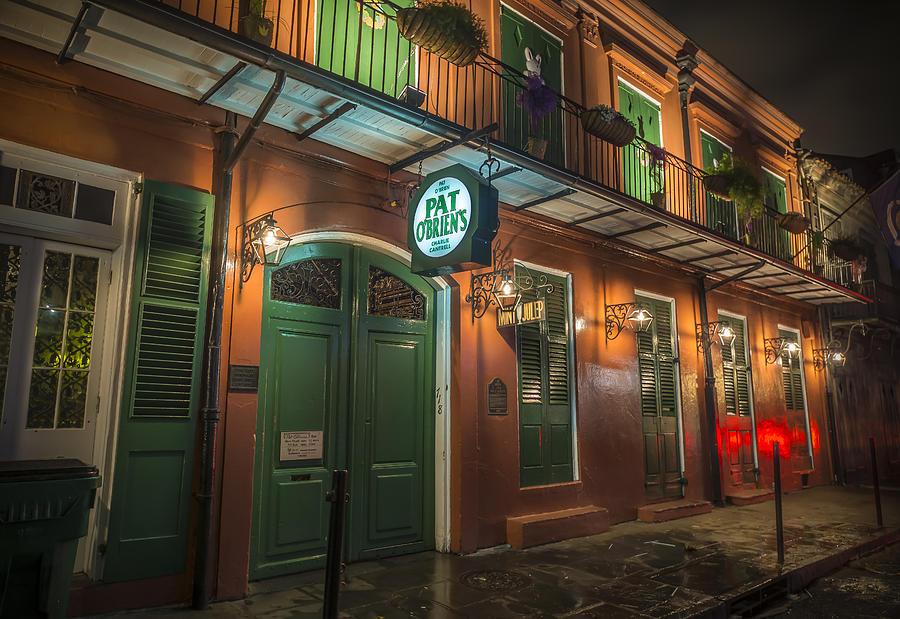Historic New Orleans Bar at Night Photograph - Pat OBriens New Orleans by David Morefield