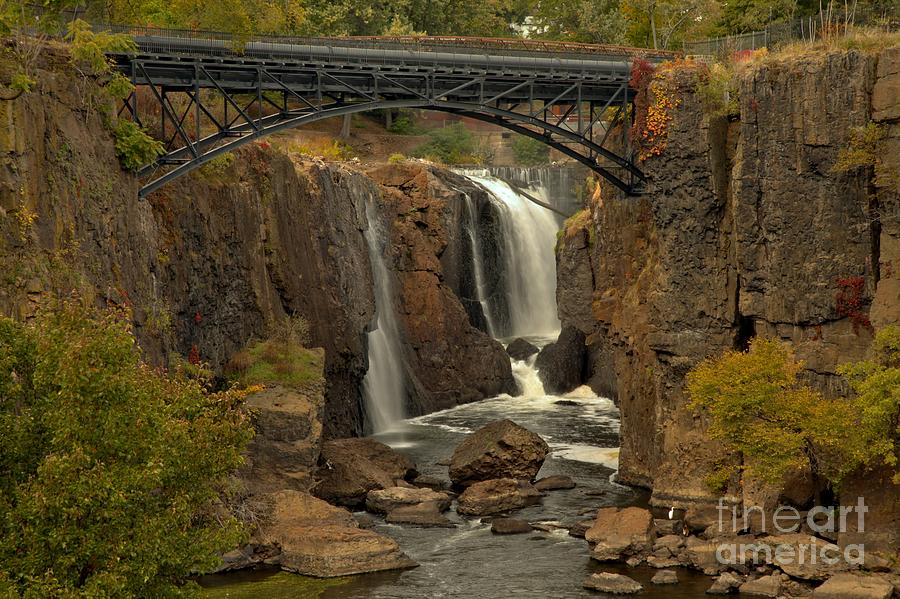 Bridge Over Waterfall Gorge Photograph - Paterson Great Falls New Jersey by Adam Jewell