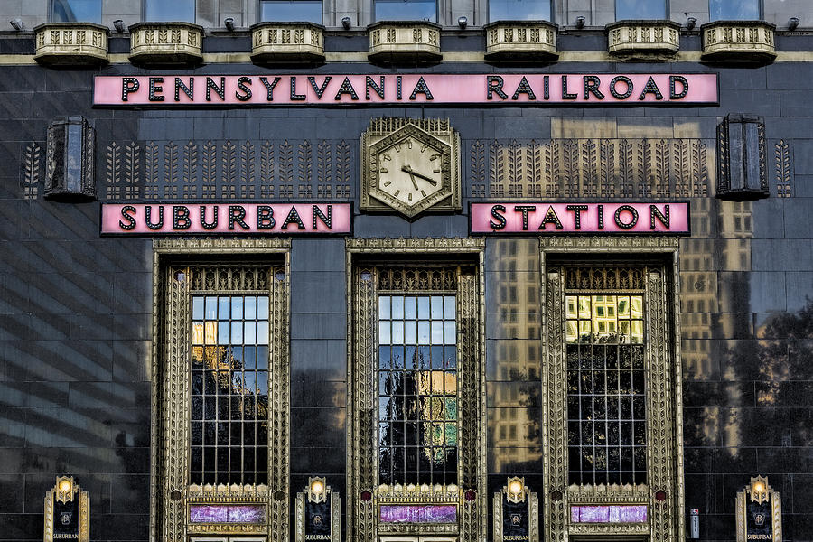 Pennsylvania Railroad Suburban Station Facade Photograph - Pennsylvania Railroad Suburban Station by Susan Candelario