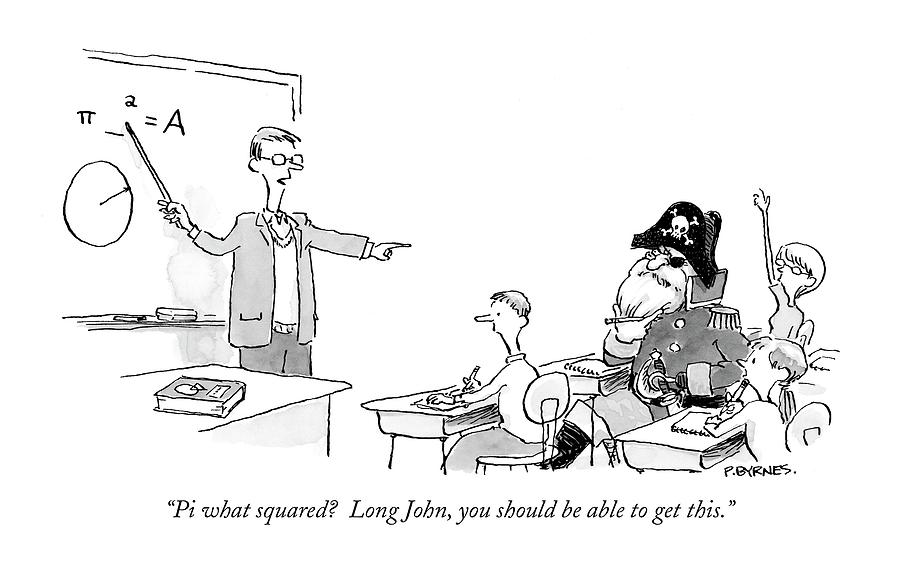 Classroom with Pirate Student Drawing - Pi What Squared?  Long John by Pat Byrnes