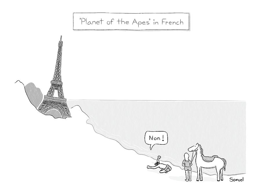 Planet Of The Apes In French -- The Eiffel Tower Drawing by Jacob Samuel