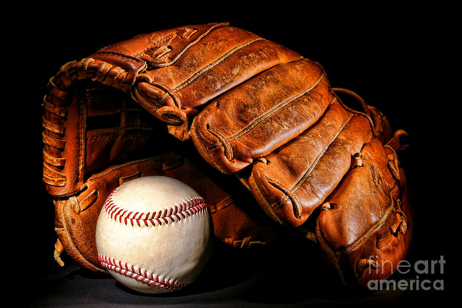 Vintage Baseball Glove and Ball Photograph - Play Ball by Olivier Le Queinec