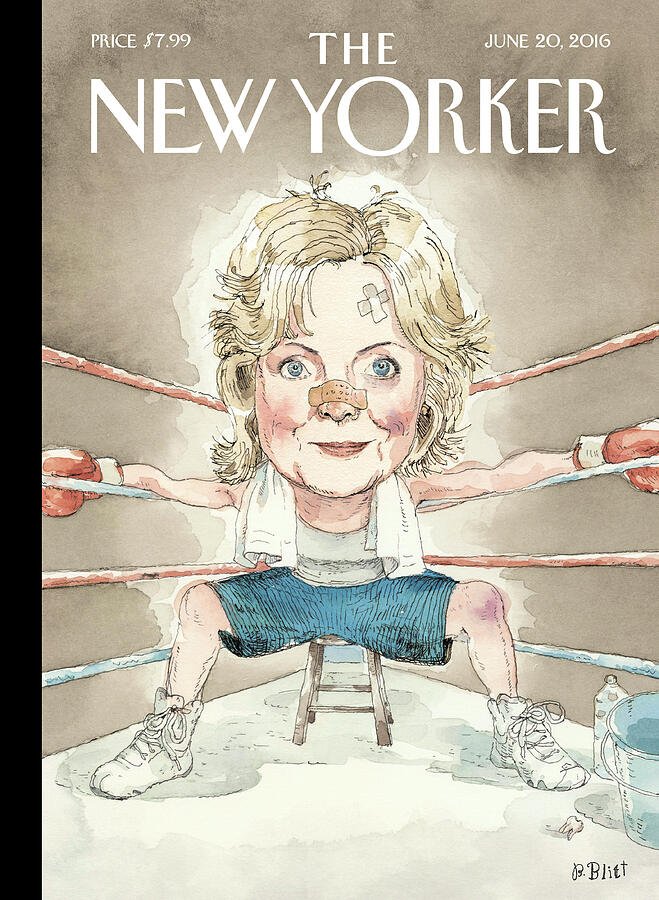 Hillary Clinton Boxing Satire Painting - Ready For A Fight by Barry Blitt
