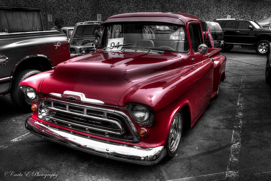 Red Chevy Step Side Photograph by Carla E