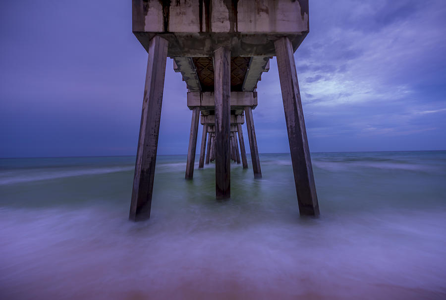 Under the Pier at Dusk Photograph - Russell Fields Pier by David Morefield