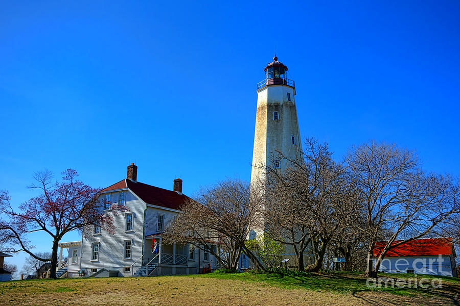 Historic Lighthouse and Keeper's House Photograph - Sandy Hook Lighthouse and Keepers Quarters by Olivier Le Queinec