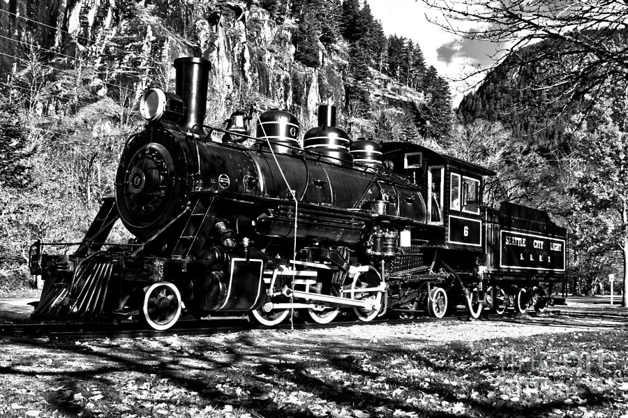 Seattle City Light Train In BW Photograph by Adam Jewell
