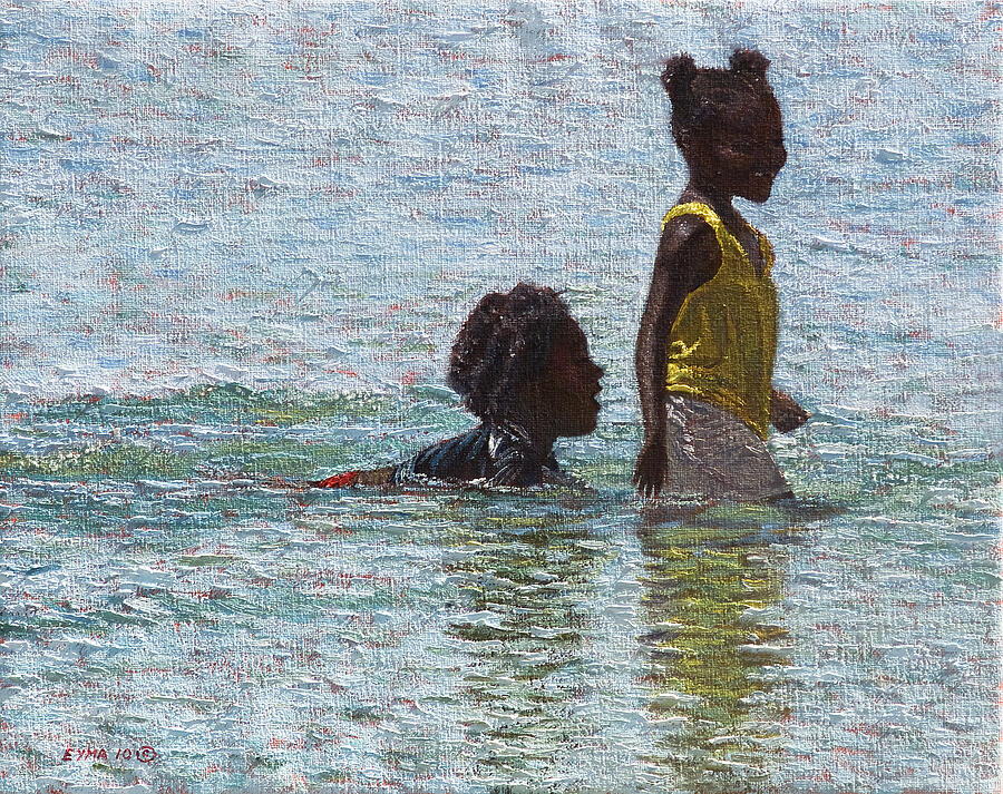 Wading - Briland, Bahamas Painting by Ritchie Eyma