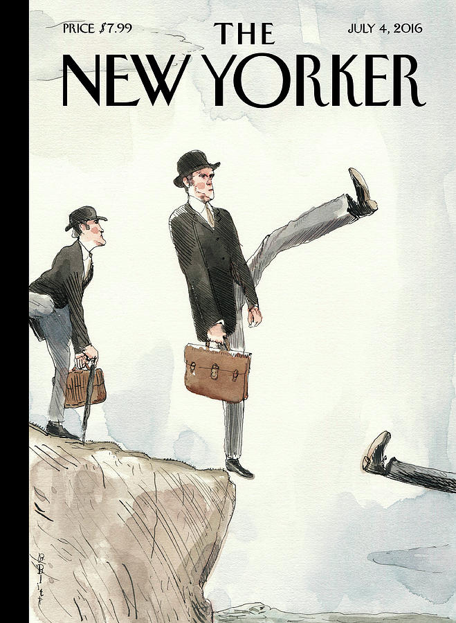 Man Stepping Off Cliff Painting - Silly Walk Off A Cliff by Barry Blitt