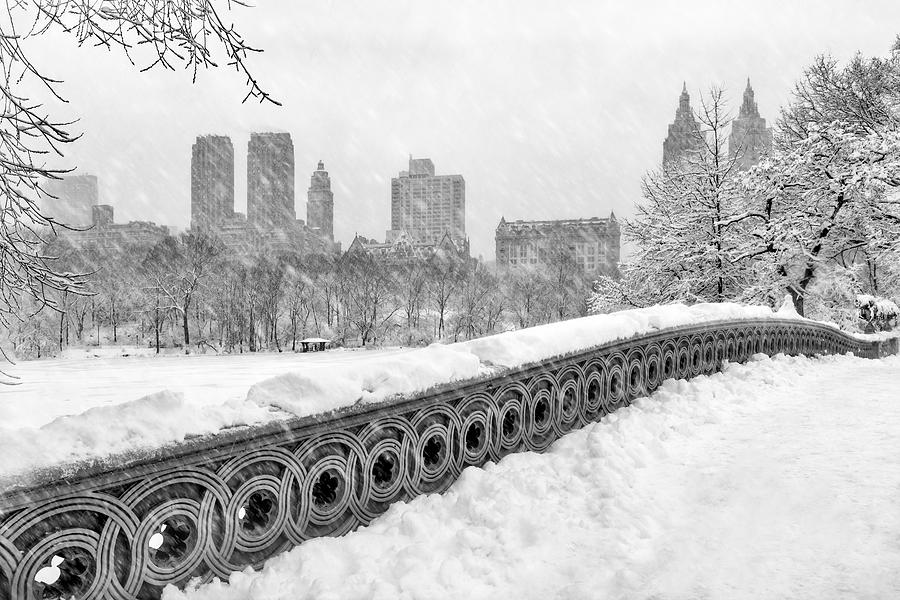 Snow-Covered Central Park Bridge Photograph - Snow In Central Park NYC by Susan Candelario