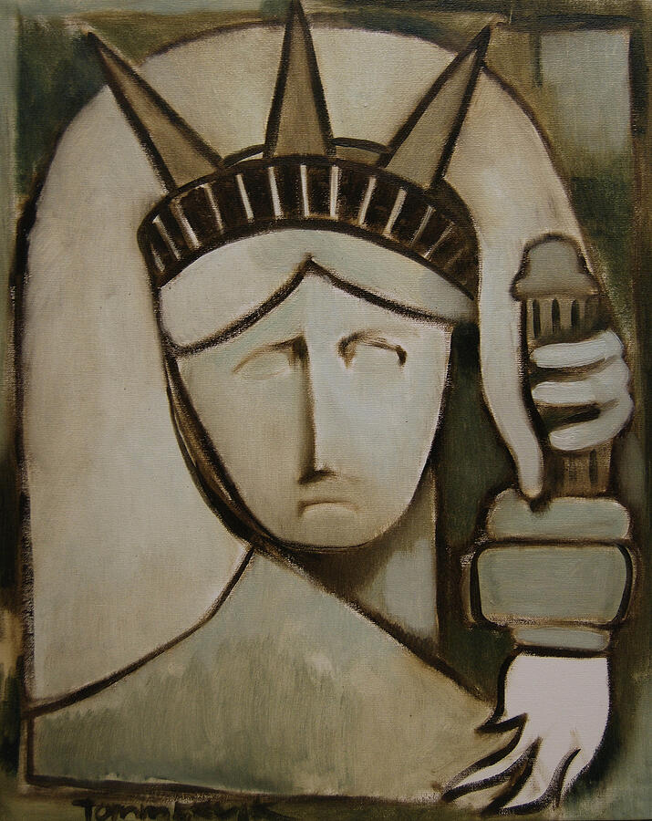 Stylized Statue of Liberty Depiction Painting - Tommervik Abstract Statue of Liberty Art Print by Tommervik