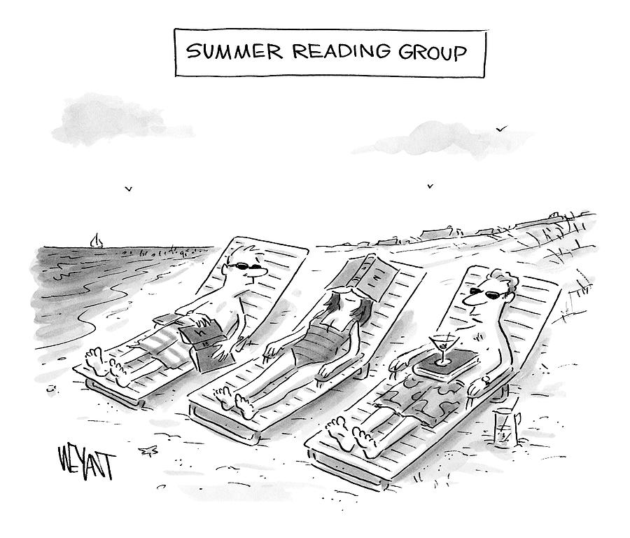 Humorous Summer Reading Group Drawing - Summer Reading Group -- Three Beach Goers Lounge by Christopher Weyant