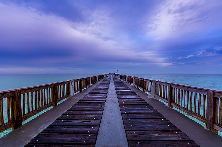 Ocean Pier at Dusk Photograph - Sunrise at the Panama City Beach Pier by David Morefield