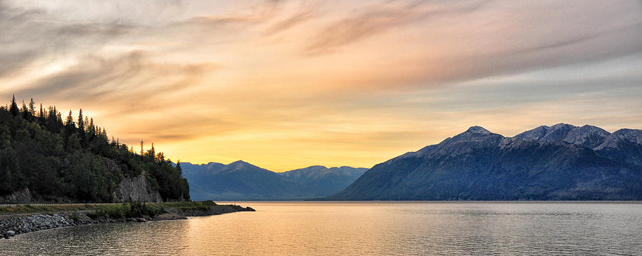 Sunrise on the Turnagain Arm - Seward Highway - Alaska Photograph by Bruce Friedman