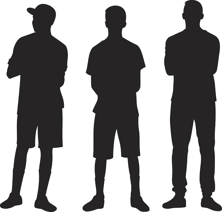 Teenagers Standing Around Silhouette Drawing by JakeOlimb