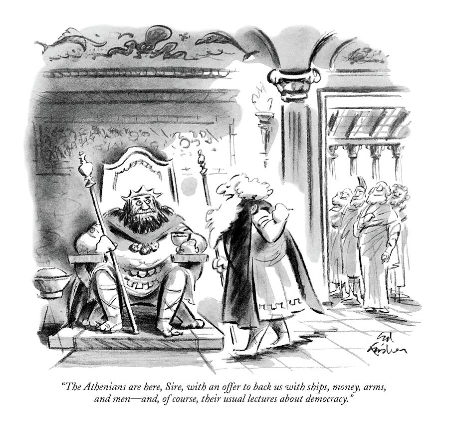 Athenian Proposal to King Drawing - The Athenians Are Here by Ed Fisher