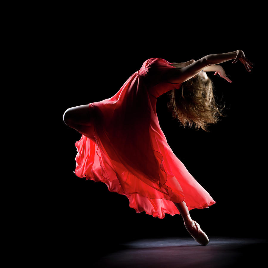 red dress black background Evening red dress on a black background. Fashion illustration. Abstract style Stock Photo