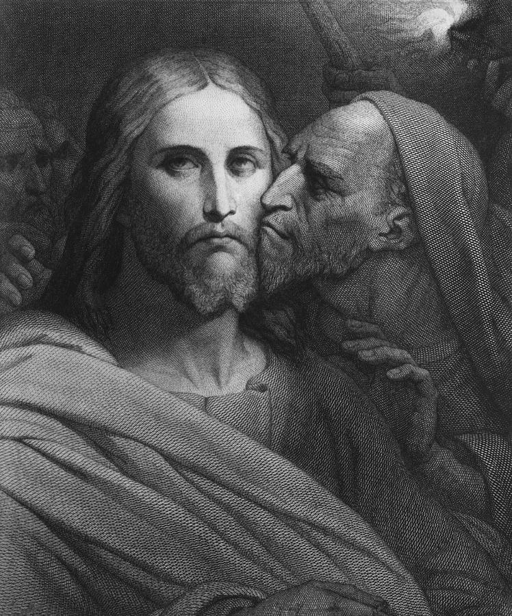 The Kiss of Judas Painting by Ary Scheffer - Metal Posters