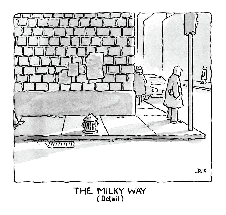 Street Scene with Figures Drawing - The Milky Way by John Jonik