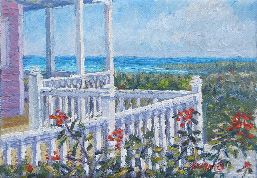 The Porch At Tarpum Bay - Eleuthera Bahamas Painting by Ritchie Eyma