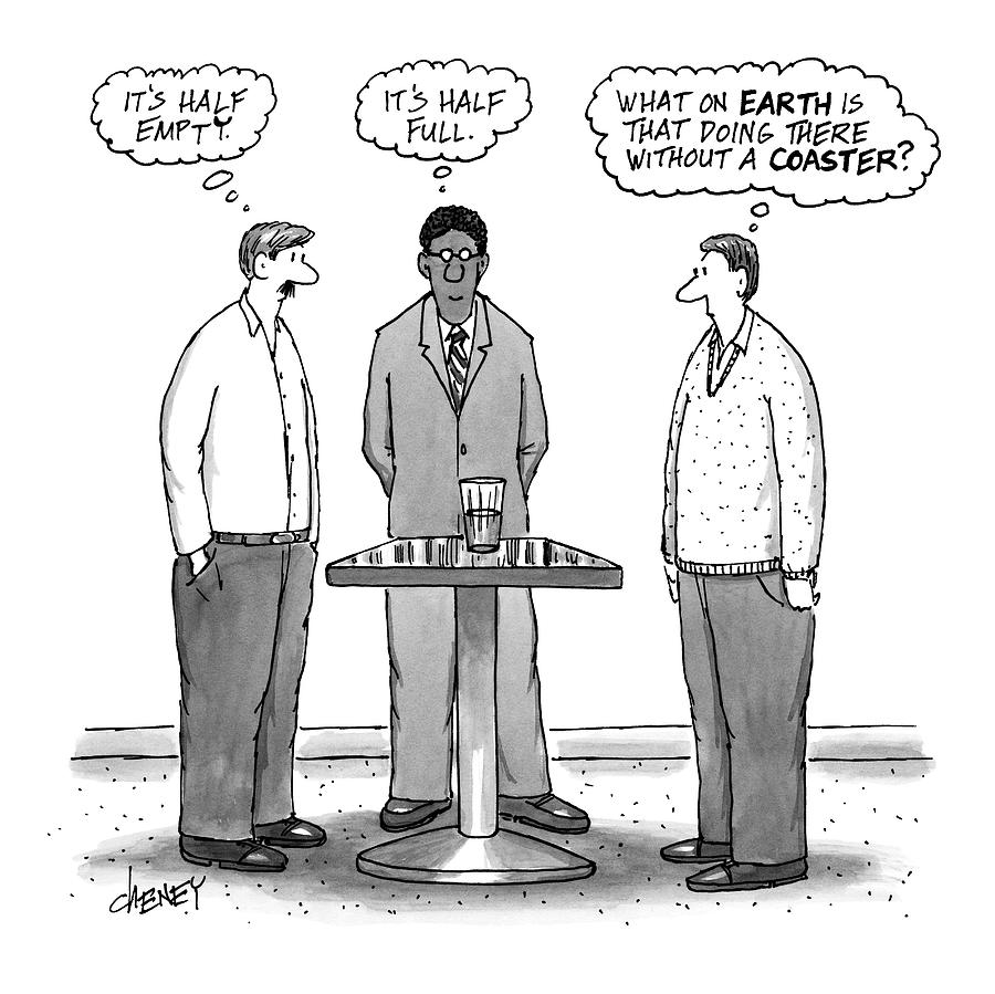 Three Men Discuss Perspectives Drawing - New Yorker October 10th, 2016 by Tom Cheney