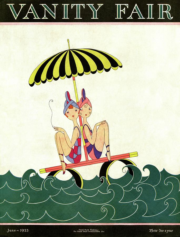 Vanity Fair Bathing Beauties Cover Painting - Vanity Fair Cover Featuring Two Bathing Beauties by A H Fish