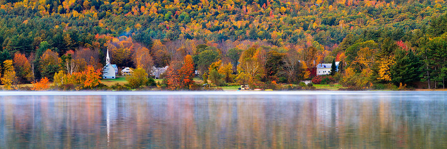 Village On Crystal Lake Autumn Photograph by Jeff Sinon