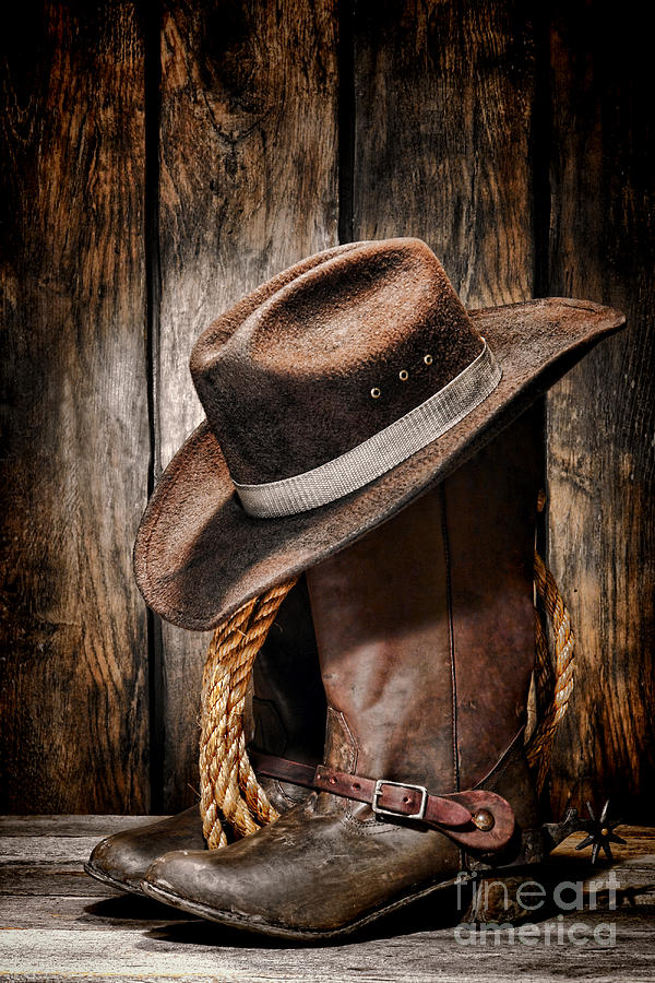 Vintage Cowboy Boots Photograph by Olivier Le Queinec - Metal Posters
