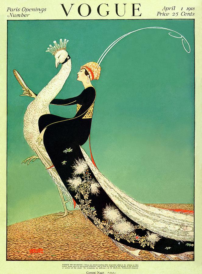 Elegant Woman Riding a White Bird Photograph - Vogue Cover Featuring A Woman Sitting On A Giant by George Wolfe Plank