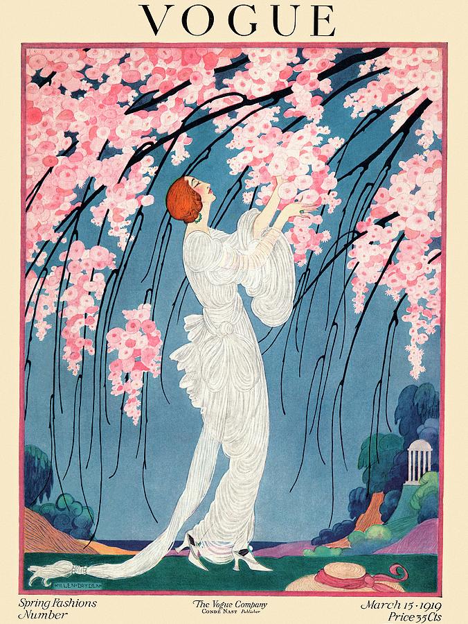 Vogue Cover Featuring A Woman Underneath A Cherry by Helen Dryden
