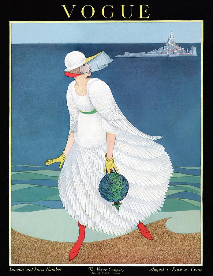 Vogue Cover Featuring Woman At A Beach by George Wolfe Plank