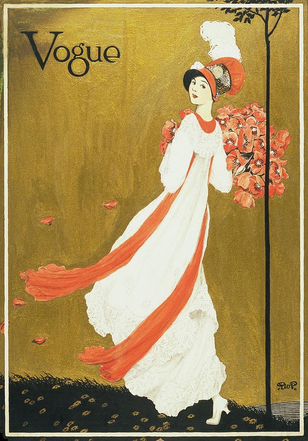 Vogue Cover Illustration Of A Woman Carrying by George Wolfe Plank