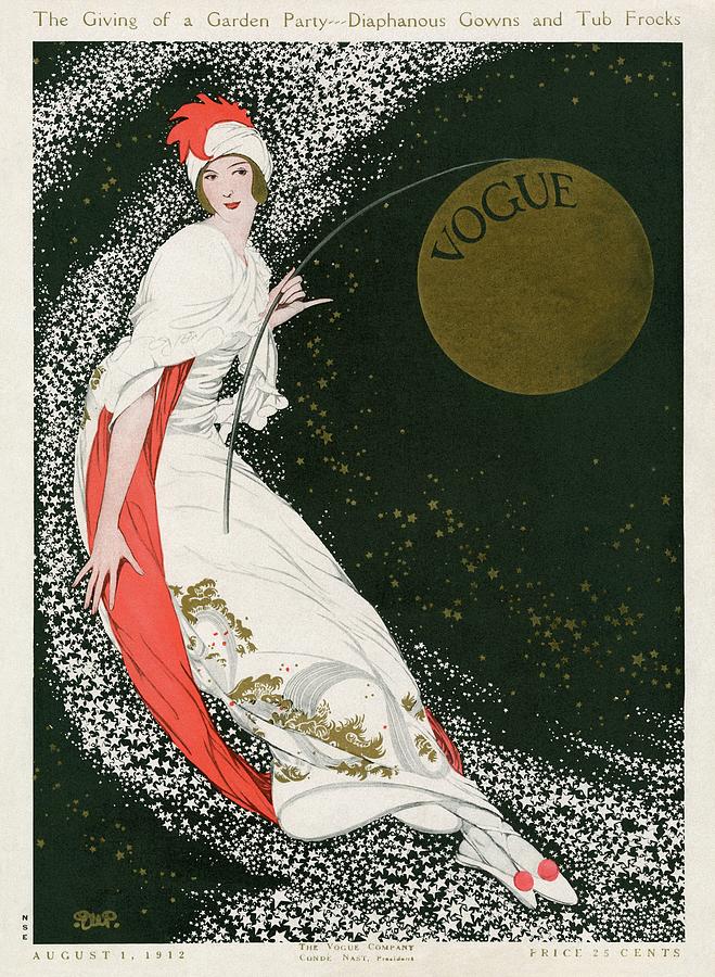 Vogue Cover Illustration Of A Woman In A White by George Wolfe Plank