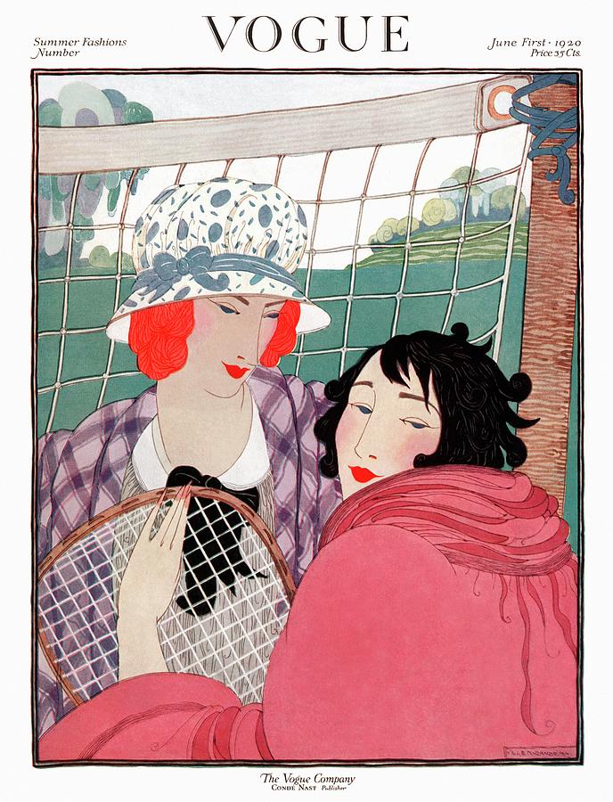 Vogue 1920 Summer Fashion Cover Digital Art - Vogue Cover Illustration Of Two Women In Front by Helen Dryden