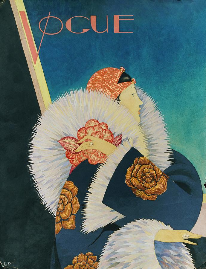 Vogue Magazine Cover Featuring A Woman Wearing by George Wolfe Plank