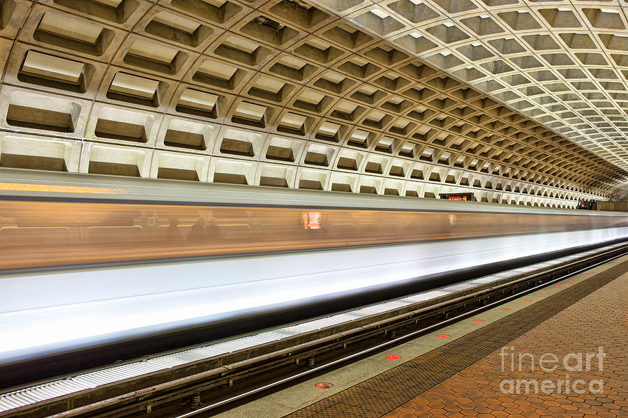 Blurred Train in Subway Station Photograph - Washington DC Metro Station VII by Clarence Holmes