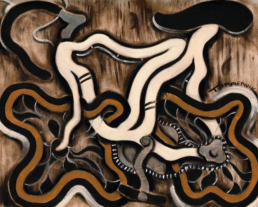 Dynamic Abstract Curves Painting - Tommervik White 10 Speed Bike Art Print by Tommervik