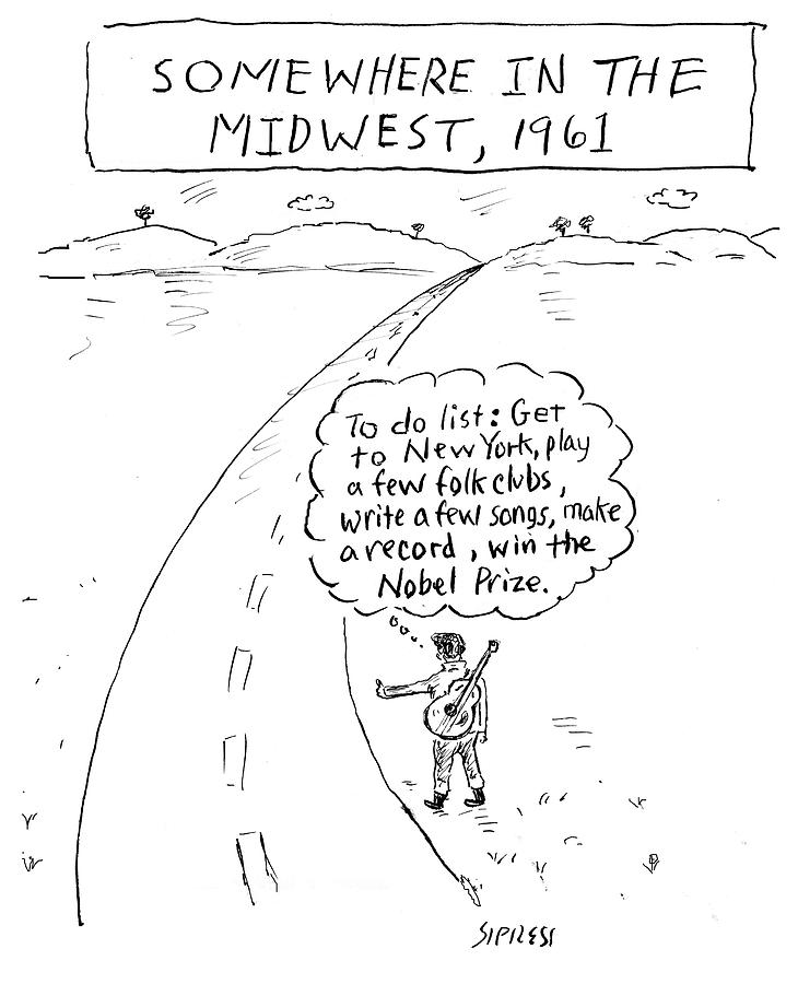 Midwest Dreamer with Big Plans Drawing - Win The Nobel Prize by David Sipress